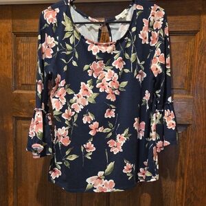 Nine Britton Navy Floral Blouse